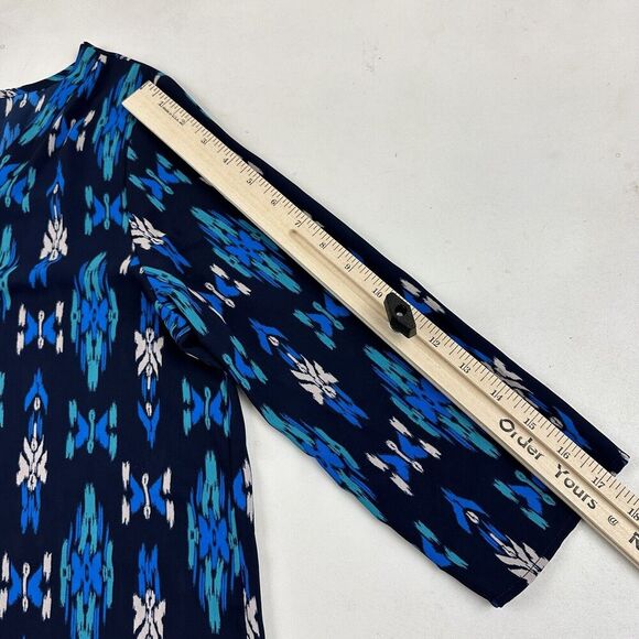 Everly Blue Semi-Sheer Chiffon 3/4 Sleeve Blouse V-Neck 100% Polyester Size M - Picture 3 of 8